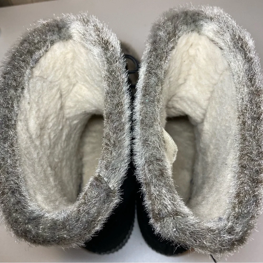 Vintage Dunhams Eskipades Women's 9 Black Suede Faux Fur Sherpa Winter Canada